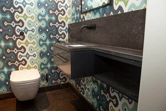 Bilde av interiør på bad